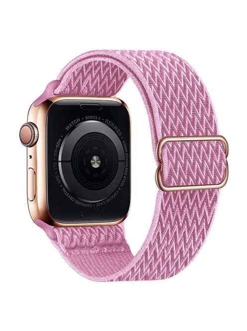 For Apple Watch Series 10 46mm / Ultra 2 Ultra 49mm /  Series 9 8 7 45mm / 6 5 4 SE (2023) SE (2022) SE 44mm / 3 2 1 42mm Watch Band Elastic Nylon Strap - Pink