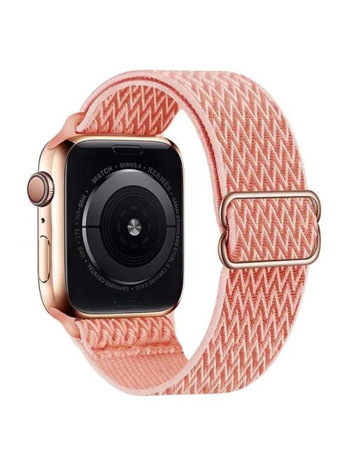 For Apple Watch Series 10 46mm / Ultra 2 Ultra 49mm /  Series 9 8 7 45mm / 6 5 4 SE (2023) SE (2022) SE 44mm / 3 2 1 42mm Watch Band Elastic Nylon Strap - Pink Orange