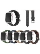 For Apple Watch Series 10 46mm / Ultra 2 Ultra 49mm /  Series 9 8 7 45mm / 6 5 4 SE (2023) SE (2022) SE 44mm / 3 2 1 42mm Watch Band Genuine Leather Silver Buckle Replacement Strap - Matte Beige