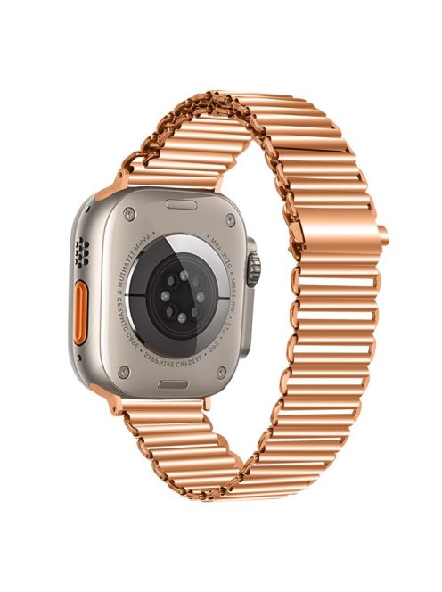 For Apple Watch Series 10 46mm / Ultra 2 Ultra 49mm /  Series 9 8 7 45mm / 6 5 4 SE (2023) SE (2022) SE 44mm / 3 2 1 42mm Watch Band Hollow Adjustable Wrist Strap - Rose Gold