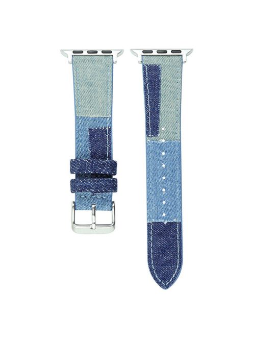 For Apple Watch Series 10 46mm / Ultra 2 Ultra 49mm /  Series 9 8 7 45mm / 6 5 4 SE (2023) SE (2022) SE 44mm / 3 2 1 42mm Watch Band Jeans Style Canvas Watch Strap - Dark Blue