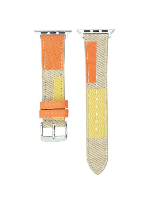 For Apple Watch Series 10 46mm / Ultra 2 Ultra 49mm /  Series 9 8 7 45mm / 6 5 4 SE (2023) SE (2022) SE 44mm / 3 2 1 42mm Watch Band Jeans Style Canvas Watch Strap - Orange / Yellow