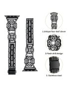 For Apple Watch Series 10 46mm / Ultra 2 Ultra 49mm /  Series 9 8 7 45mm / 6 5 4 SE (2023) SE (2022) SE 44mm / 3 2 1 42mm Watch Band Rhinestone Clover Watch Metal Strap - Black