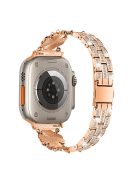 For Apple Watch Series 10 46mm / Ultra 2 Ultra 49mm /  Series 9 8 7 45mm / 6 5 4 SE (2023) SE (2022) SE 44mm / 3 2 1 42mm Watch Band Rhinestone Clover Watch Metal Strap - Rose Gold