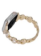 For Apple Watch Series 10 46mm / Ultra 2 Ultra 49mm /  Series 9 8 7 45mm / 6 5 4 SE (2023) SE (2022) SE 44mm / 3 2 1 42mm Watch Band Rhinestone Decor Bracelet - Gold