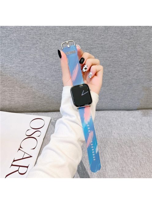 For Apple Watch Series 10 46mm / Ultra 2 Ultra 49mm /  Series 9 8 7 45mm / 6 5 4 SE (2023) SE (2022) SE 44mm / 3 2 1 42mm Watch Band Silicone Strap - Pink Blue