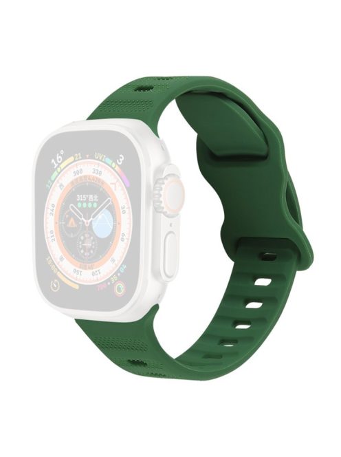 For Apple Watch Series 10 46mm / Ultra 2 Ultra 49mm /  Series 9 8 7 45mm / 6 5 4 SE (2023) SE (2022) SE 44mm / 3 2 1 42mm Watch Band Silicone Wrist Strap with Butterfly Buckle - Army Green