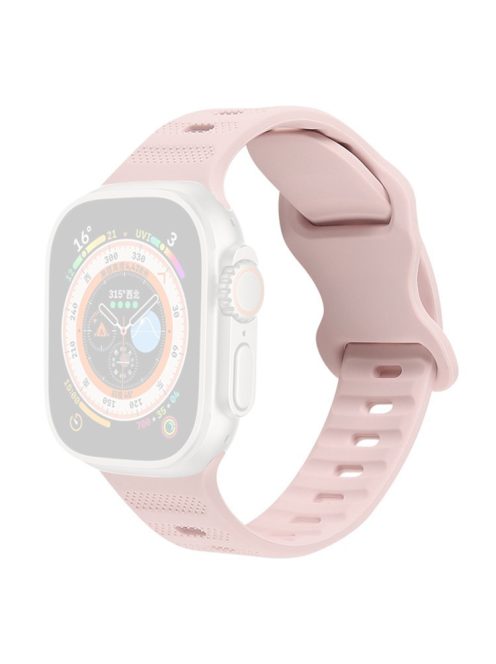 For Apple Watch Series 10 46mm / Ultra 2 Ultra 49mm /  Series 9 8 7 45mm / 6 5 4 SE (2023) SE (2022) SE 44mm / 3 2 1 42mm Watch Band Silicone Wrist Strap with Butterfly Buckle - Light Pink