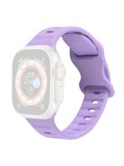 For Apple Watch Series 10 46mm / Ultra 2 Ultra 49mm /  Series 9 8 7 45mm / 6 5 4 SE (2023) SE (2022) SE 44mm / 3 2 1 42mm Watch Band Silicone Wrist Strap with Butterfly Buckle - Light Purple