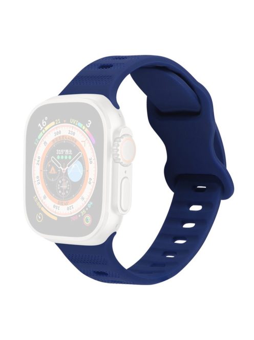 For Apple Watch Series 10 46mm / Ultra 2 Ultra 49mm /  Series 9 8 7 45mm / 6 5 4 SE (2023) SE (2022) SE 44mm / 3 2 1 42mm Watch Band Silicone Wrist Strap with Butterfly Buckle - Midnight Blue