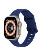 For Apple Watch Series 10 46mm / Ultra 2 Ultra 49mm /  Series 9 8 7 45mm / 6 5 4 SE (2023) SE (2022) SE 44mm / 3 2 1 42mm Watch Band Silicone Wrist Strap with Butterfly Buckle - Midnight Blue