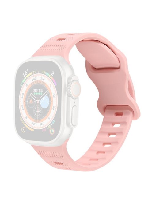 For Apple Watch Series 10 46mm / Ultra 2 Ultra 49mm /  Series 9 8 7 45mm / 6 5 4 SE (2023) SE (2022) SE 44mm / 3 2 1 42mm Watch Band Silicone Wrist Strap with Butterfly Buckle - Pink