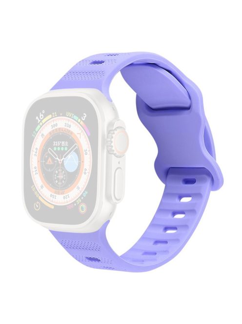 For Apple Watch Series 10 46mm / Ultra 2 Ultra 49mm /  Series 9 8 7 45mm / 6 5 4 SE (2023) SE (2022) SE 44mm / 3 2 1 42mm Watch Band Silicone Wrist Strap with Butterfly Buckle - Purple