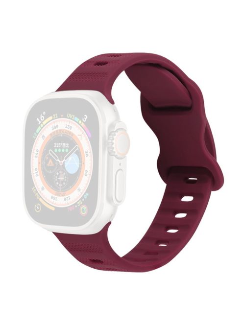 For Apple Watch Series 10 46mm / Ultra 2 Ultra 49mm /  Series 9 8 7 45mm / 6 5 4 SE (2023) SE (2022) SE 44mm / 3 2 1 42mm Watch Band Silicone Wrist Strap with Butterfly Buckle - Wind Red