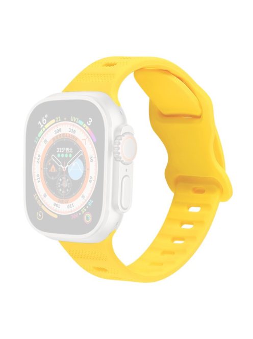 For Apple Watch Series 10 46mm / Ultra 2 Ultra 49mm /  Series 9 8 7 45mm / 6 5 4 SE (2023) SE (2022) SE 44mm / 3 2 1 42mm Watch Band Silicone Wrist Strap with Butterfly Buckle - Yellow