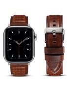 For Apple Watch Series 10 46mm / Ultra 2 Ultra 49mm /  Series 9 8 7 45mm / 6 5 4 SE (2023) SE (2022) SE 44mm / 3 2 1 42mm Watch Band Waxy Cowhide Leather Strap - Brown