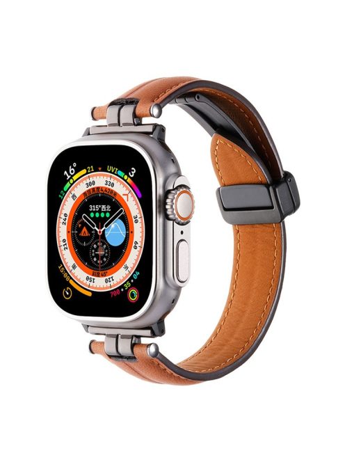 For Apple Watch Series 10 46mm / Ultra 2 Ultra 49mm /  Series 9 8 7 45mm / 6 5 4 SE (2023) SE (2022) SE 44mm / 3 2 1 42mm Watch Strap - Caramel+Black Buckle