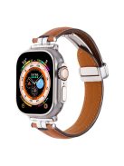 For Apple Watch Series 10 46mm / Ultra 2 Ultra 49mm /  Series 9 8 7 45mm / 6 5 4 SE (2023) SE (2022) SE 44mm / 3 2 1 42mm Watch Strap - Caramel+Silver Buckle