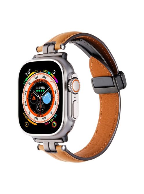 For Apple Watch Series 10 46mm / Ultra 2 Ultra 49mm /  Series 9 8 7 45mm / 6 5 4 SE (2023) SE (2022) SE 44mm / 3 2 1 42mm Watch Strap - Ginger+Black Buckle