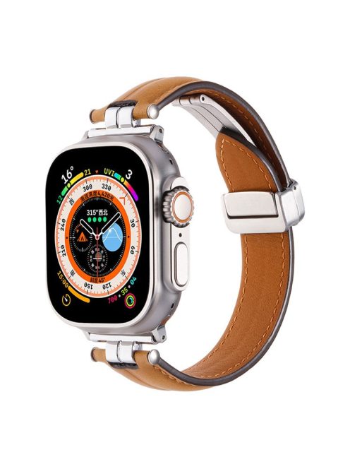 For Apple Watch Series 10 46mm / Ultra 2 Ultra 49mm /  Series 9 8 7 45mm / 6 5 4 SE (2023) SE (2022) SE 44mm / 3 2 1 42mm Watch Strap - Ginger+Silver Buckle