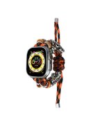 For Apple Watch Series 10 46mm / Ultra 2 Ultra 49mm /  Series 9 8 7 45mm / 6 5 4 SE (2023) SE (2022) SE 44mm / 3 2 1 42mm Watch Strap Bead Braided Rope - Black Orange Camo