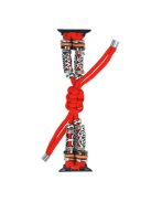 For Apple Watch Series 10 46mm / Ultra 2 Ultra 49mm /  Series 9 8 7 45mm / 6 5 4 SE (2023) SE (2022) SE 44mm / 3 2 1 42mm Watch Strap Bead Braided Rope - Red