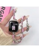 For Apple Watch Series 10 46mm / Ultra 2 Ultra 49mm /  Series 9 8 7 45mm / 6 5 4 SE (2023) SE (2022) SE 44mm / 3 2 1 42mm Watch Strap Chain Bracelet - Pink