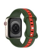 For Apple Watch Series 10 46mm / Ultra 2 Ultra 49mm /  Series 9 8 7 45mm / 6 5 4 SE (2023) SE (2022) SE 44mm / 3 2 1 42mm Watch Strap Dual Color Silicone Watch Band - Army Green / Red