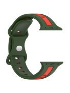 For Apple Watch Series 10 46mm / Ultra 2 Ultra 49mm /  Series 9 8 7 45mm / 6 5 4 SE (2023) SE (2022) SE 44mm / 3 2 1 42mm Watch Strap Dual Color Silicone Watch Band - Army Green / Red