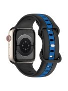 For Apple Watch Series 10 46mm / Ultra 2 Ultra 49mm /  Series 9 8 7 45mm / 6 5 4 SE (2023) SE (2022) SE 44mm / 3 2 1 42mm Watch Strap Dual Color Silicone Watch Band - Black / Blue