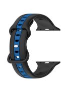 For Apple Watch Series 10 46mm / Ultra 2 Ultra 49mm /  Series 9 8 7 45mm / 6 5 4 SE (2023) SE (2022) SE 44mm / 3 2 1 42mm Watch Strap Dual Color Silicone Watch Band - Black / Blue