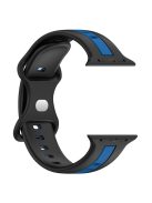 For Apple Watch Series 10 46mm / Ultra 2 Ultra 49mm /  Series 9 8 7 45mm / 6 5 4 SE (2023) SE (2022) SE 44mm / 3 2 1 42mm Watch Strap Dual Color Silicone Watch Band - Black / Blue