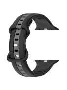 For Apple Watch Series 10 46mm / Ultra 2 Ultra 49mm /  Series 9 8 7 45mm / 6 5 4 SE (2023) SE (2022) SE 44mm / 3 2 1 42mm Watch Strap Dual Color Silicone Watch Band - Black / Grey