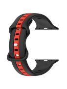 For Apple Watch Series 10 46mm / Ultra 2 Ultra 49mm /  Series 9 8 7 45mm / 6 5 4 SE (2023) SE (2022) SE 44mm / 3 2 1 42mm Watch Strap Dual Color Silicone Watch Band - Black / Red