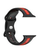 For Apple Watch Series 10 46mm / Ultra 2 Ultra 49mm /  Series 9 8 7 45mm / 6 5 4 SE (2023) SE (2022) SE 44mm / 3 2 1 42mm Watch Strap Dual Color Silicone Watch Band - Black / Red