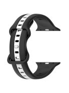 For Apple Watch Series 10 46mm / Ultra 2 Ultra 49mm /  Series 9 8 7 45mm / 6 5 4 SE (2023) SE (2022) SE 44mm / 3 2 1 42mm Watch Strap Dual Color Silicone Watch Band - Black / White