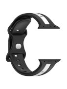 For Apple Watch Series 10 46mm / Ultra 2 Ultra 49mm /  Series 9 8 7 45mm / 6 5 4 SE (2023) SE (2022) SE 44mm / 3 2 1 42mm Watch Strap Dual Color Silicone Watch Band - Black / White