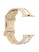 For Apple Watch Series 10 46mm / Ultra 2 Ultra 49mm /  Series 9 8 7 45mm / 6 5 4 SE (2023) SE (2022) SE 44mm / 3 2 1 42mm Watch Strap Dual Color Silicone Watch Band - Khaki / White