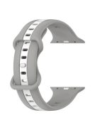 For Apple Watch Series 10 46mm / Ultra 2 Ultra 49mm /  Series 9 8 7 45mm / 6 5 4 SE (2023) SE (2022) SE 44mm / 3 2 1 42mm Watch Strap Dual Color Silicone Watch Band - Light Grey / White