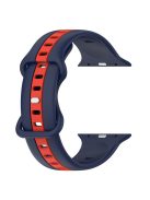 For Apple Watch Series 10 46mm / Ultra 2 Ultra 49mm /  Series 9 8 7 45mm / 6 5 4 SE (2023) SE (2022) SE 44mm / 3 2 1 42mm Watch Strap Dual Color Silicone Watch Band - Midnight Blue / Red