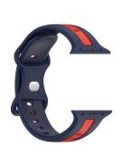 For Apple Watch Series 10 46mm / Ultra 2 Ultra 49mm /  Series 9 8 7 45mm / 6 5 4 SE (2023) SE (2022) SE 44mm / 3 2 1 42mm Watch Strap Dual Color Silicone Watch Band - Midnight Blue / Red