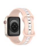 For Apple Watch Series 10 46mm / Ultra 2 Ultra 49mm /  Series 9 8 7 45mm / 6 5 4 SE (2023) SE (2022) SE 44mm / 3 2 1 42mm Watch Strap Dual Color Silicone Watch Band - Pink / White