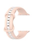 For Apple Watch Series 10 46mm / Ultra 2 Ultra 49mm /  Series 9 8 7 45mm / 6 5 4 SE (2023) SE (2022) SE 44mm / 3 2 1 42mm Watch Strap Dual Color Silicone Watch Band - Pink / White