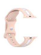 For Apple Watch Series 10 46mm / Ultra 2 Ultra 49mm /  Series 9 8 7 45mm / 6 5 4 SE (2023) SE (2022) SE 44mm / 3 2 1 42mm Watch Strap Dual Color Silicone Watch Band - Pink / White