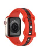 For Apple Watch Series 10 46mm / Ultra 2 Ultra 49mm /  Series 9 8 7 45mm / 6 5 4 SE (2023) SE (2022) SE 44mm / 3 2 1 42mm Watch Strap Dual Color Silicone Watch Band - Red / Black