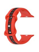 For Apple Watch Series 10 46mm / Ultra 2 Ultra 49mm /  Series 9 8 7 45mm / 6 5 4 SE (2023) SE (2022) SE 44mm / 3 2 1 42mm Watch Strap Dual Color Silicone Watch Band - Red / Black