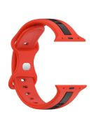 For Apple Watch Series 10 46mm / Ultra 2 Ultra 49mm /  Series 9 8 7 45mm / 6 5 4 SE (2023) SE (2022) SE 44mm / 3 2 1 42mm Watch Strap Dual Color Silicone Watch Band - Red / Black