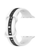 For Apple Watch Series 10 46mm / Ultra 2 Ultra 49mm /  Series 9 8 7 45mm / 6 5 4 SE (2023) SE (2022) SE 44mm / 3 2 1 42mm Watch Strap Dual Color Silicone Watch Band - White / Black