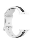 For Apple Watch Series 10 46mm / Ultra 2 Ultra 49mm /  Series 9 8 7 45mm / 6 5 4 SE (2023) SE (2022) SE 44mm / 3 2 1 42mm Watch Strap Dual Color Silicone Watch Band - White / Black