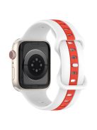 For Apple Watch Series 10 46mm / Ultra 2 Ultra 49mm /  Series 9 8 7 45mm / 6 5 4 SE (2023) SE (2022) SE 44mm / 3 2 1 42mm Watch Strap Dual Color Silicone Watch Band - White / Red